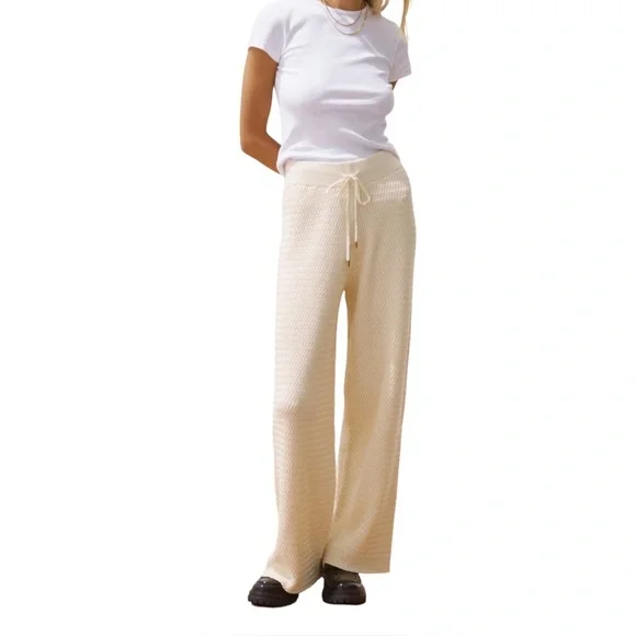 Sancia‎ Michaela Knit Wide Leg Pants Cream XS NWT Cozy Luxe Fall Winter